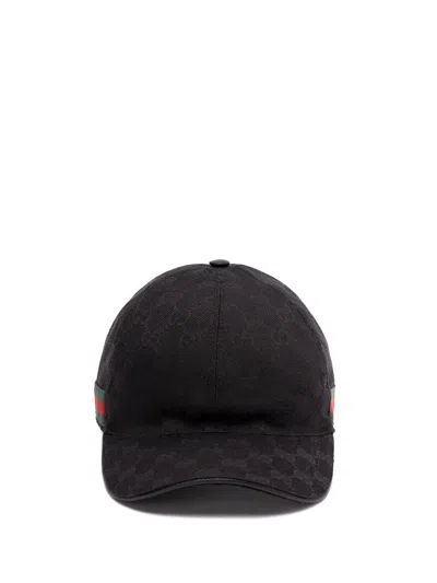 Gucci `original Gg Canvas` Baseball Hat With `web` In Black