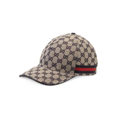 Gucci Original Gg Canvas Baseball Hat With Web In Blue