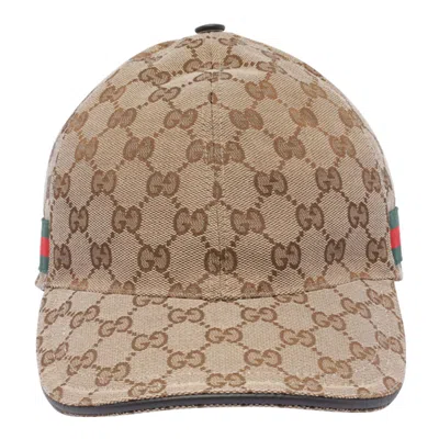 Gucci Men Beige Baseball Cap With Web Detail On The Side In Gg Canvas Man In Brown