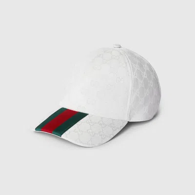 Gucci Original Gg Canvas Baseball Hat With Web In White