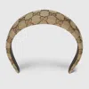 Gucci Monogram Pattern Headband Fabric Wide Band In Beige