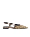 Gucci Original Gg Canvas Slingback Ballerina Shoes In Brown