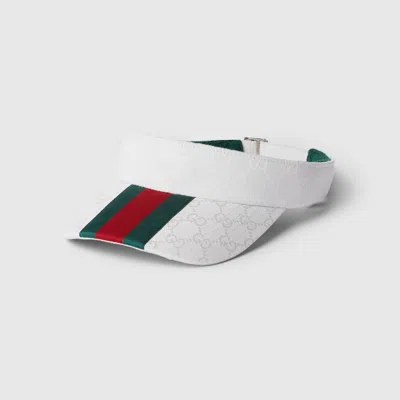 Gucci Original Gg Canvas Visor With Web In White