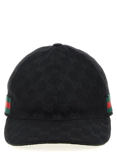 Gucci Original Gg Canvas Baseball Hat With Web In Brown