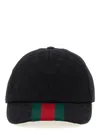 Gucci Men Black Baseball Cap With Web Detail On The Front In Gg Canvas Man In Black