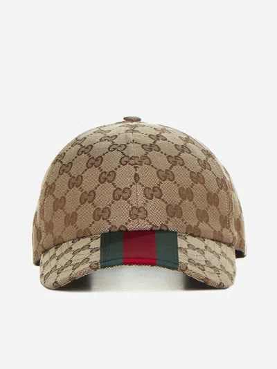 Gucci Gg帆布棒球帽 In Beige,ebony