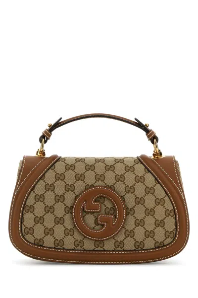Gucci Blondie Medium Gg Fabric And Leather Handbag With Detachable Strap In Brown