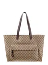 Gucci Large Shopping Bag In Gg Fabric In Beige