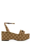 Gucci Damensandale Mit Plateausohle Und Horsebit In Beigeebonynewacer