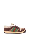 Gucci Leather And Gg Sneakers With Side Stripes In Multi