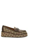Gucci Horsebit Canvas Wedge Loafers