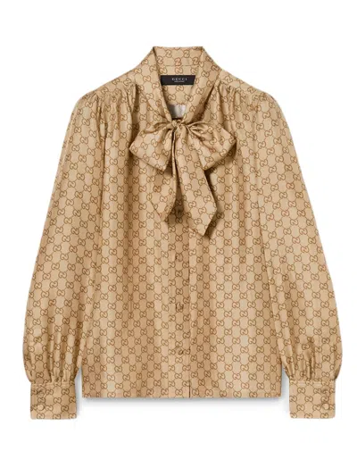 Gucci `original Gg` Shirt In Brown