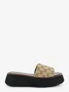 Gucci 45mm North Gg Monogram Canvas Platform Sandals In Neutral