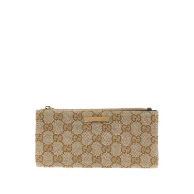 Gucci Original Gg Wallet With Logo Plate In Sand