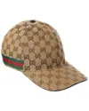 Gucci Men Beige Baseball Cap With Web Detail On The Side In Gg Canvas Man In Brown