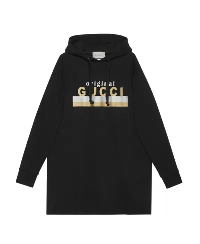Gucci 'original ' Print Hooded Dress In Black