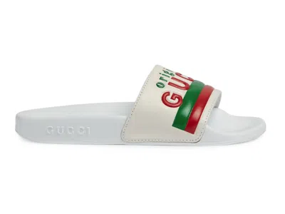 Pre-owned Gucci "original " Slide (kids) Sneakers In White/green/red