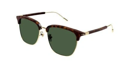 Pre-owned Gucci Original  Sunglasses Gg1275sa 002 Havana Gold Frame Green Lens 56mm