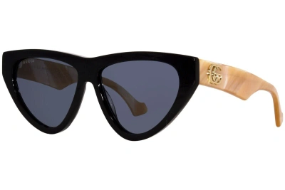 Pre-owned Gucci Original  Sunglasses Gg1333s 004 Black Frame Blue Gradient Lens 58mm