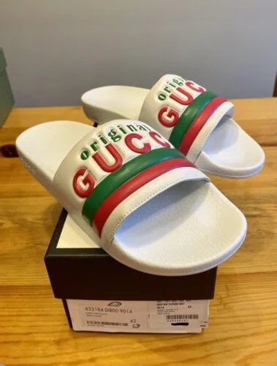 Pre-owned Gucci Original  White Women's Slides Sandals - Eu Size 42 = Us 12