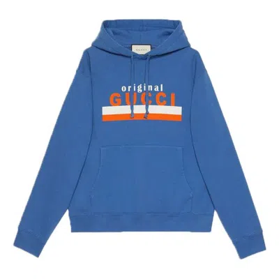Gucci Original Printing Logo Hooded Long Sleeves Blue