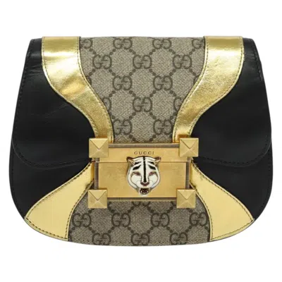 Pre-owned Gucci Osiride Black Canvas, Leather Shoulder Bag ()