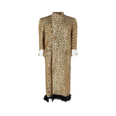 Pre-owned Gucci Ostrich Feather Coat 'gold Black' | Multi-color | Women's Size 40