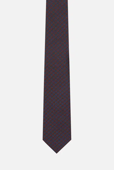 Gucci Gg Silk Tie In Blue+red