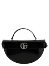 Gucci Black Half Moon Shaped Handbag With Double G Logo Plaque On The Front And Removable Shoulder S In Black