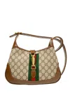 Gucci Jackie 1961 Small Webbing-trimmed Coated-canvas And Leather Shoulder Bag In Brown