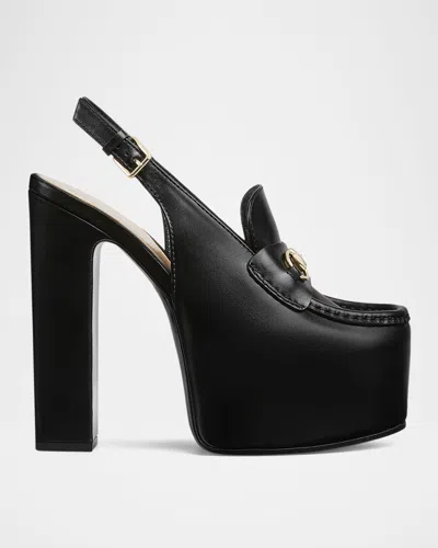 GUCCI OTTAVIA LEATHER PLATFORM LOAFER PUMPS