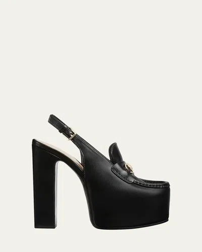 GUCCI OTTAVIA LEATHER PLATFORM LOAFER PUMPS