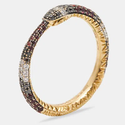 Pre-owned Gucci Ouroboros Multi Gemstone 18k Yellow Gold Ring Size 52