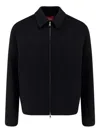 Gucci Black Jacket With Classic Collar And Web Motif On The Waist In Cotton Man In Black