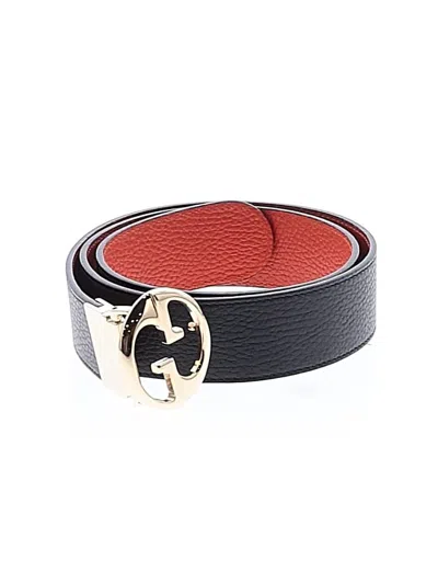 Pre-owned Gucci Outlet Leather Belt In Black