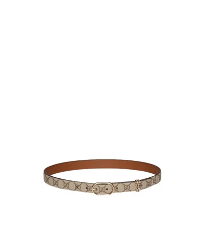 Gucci Oval Buckle Gg Waist Belt In Brown