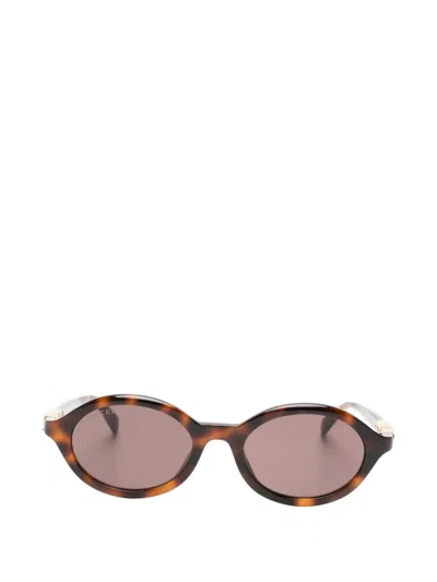 Gucci Oval Crystal Sunglasses In Brown