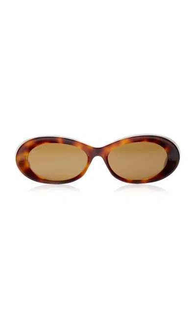 Gucci Oval-frame Bio-nylon; Acetate Sunglasses In Brown