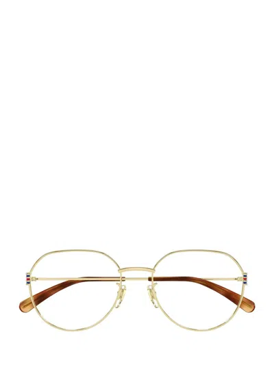 Gucci Oval Frame Glasses Glasses In Gold-gold-transparent