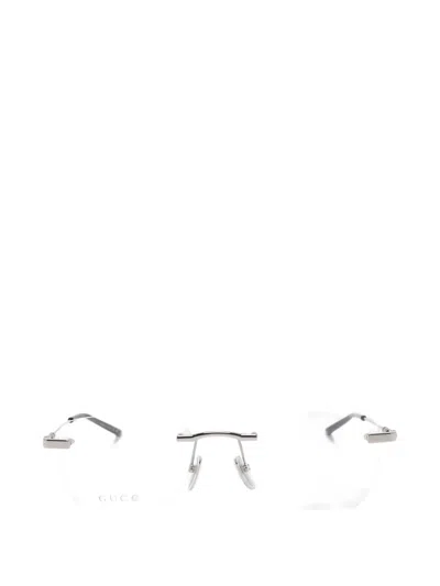 Gucci Oval-frame Glasses In Silver