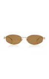 Gucci Oval-frame Metal Sunglasses In Brown