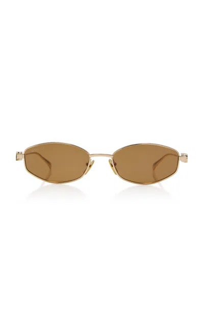 Gucci Oval-frame Metal Sunglasses In Brown