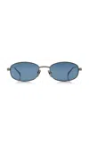 Gucci Oval-frame Metal Sunglasses In Blue