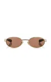 Gucci Oval-frame Metal Sunglasses In Gold