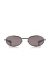 Gucci Oval-frame Metal Sunglasses In Gray