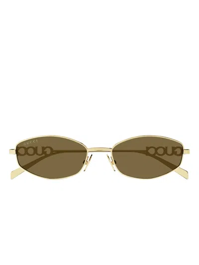 Gucci Oval-frame Sunglasses In Green