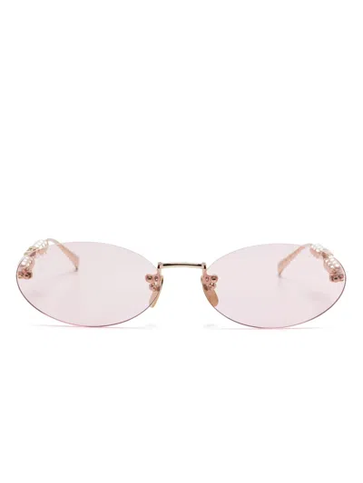 Gucci Oval-frame Sunglasses In 金色