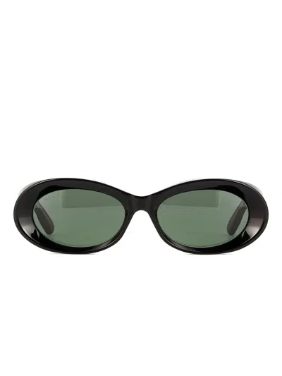 Gucci Oval-frame Sunglasses In Black
