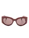 Gucci Oval-frame Sunglasses In 褐色