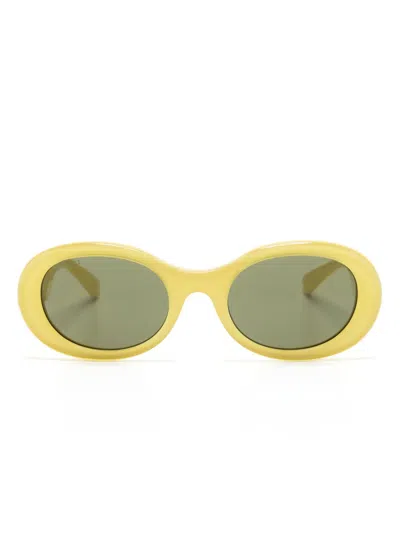 Gucci Oval-frame Sunglasses In 黄色